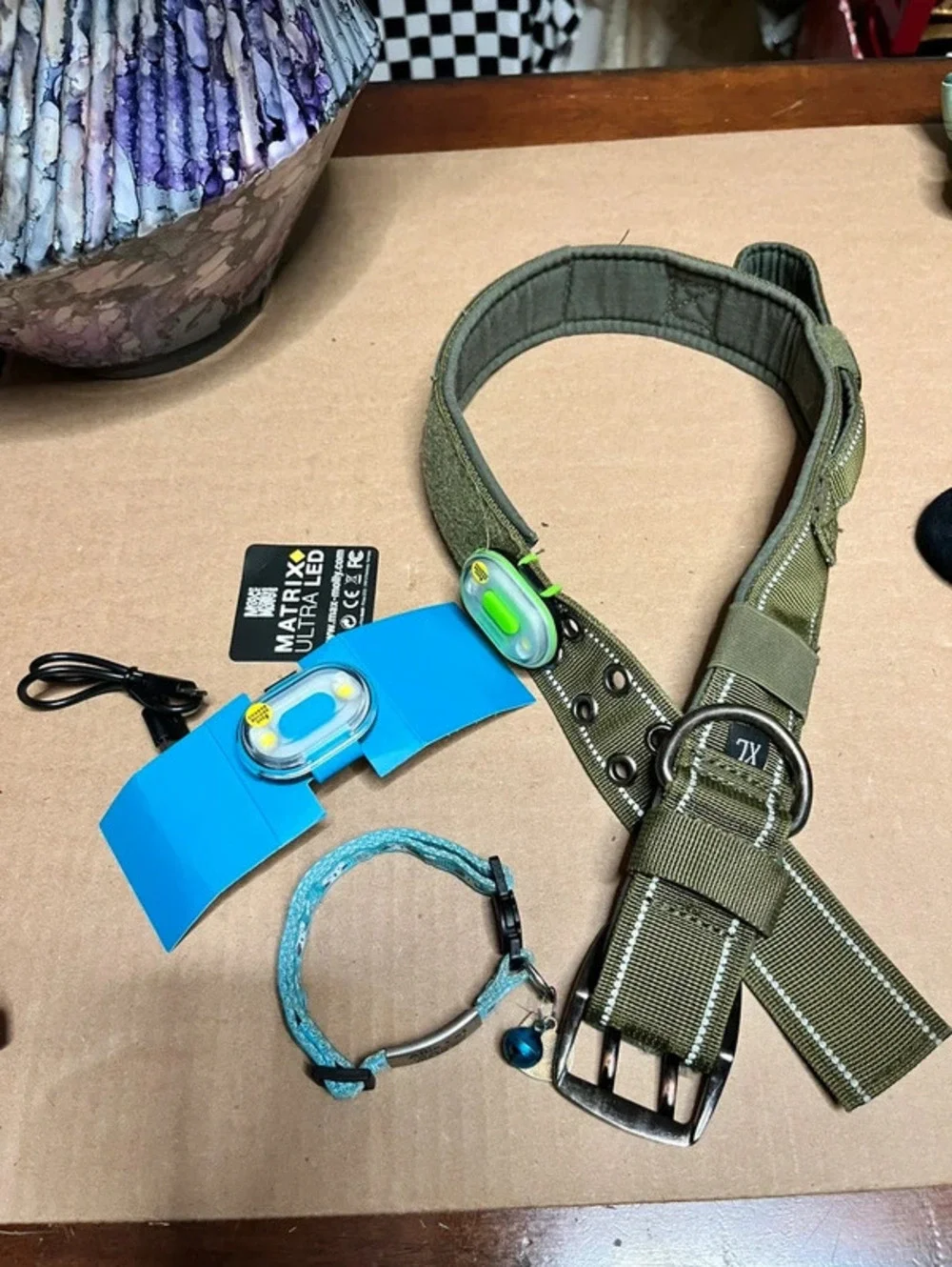 Dog waterproof collar light - I have 1 each, orange, blue, black, green, black